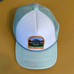 The North Face White and Light Green Trucker Cap